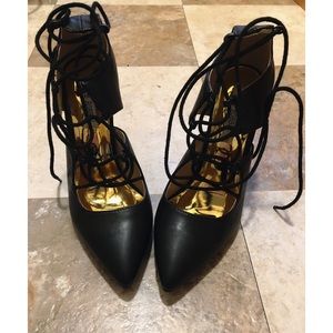 Black Lace-Up Pumps